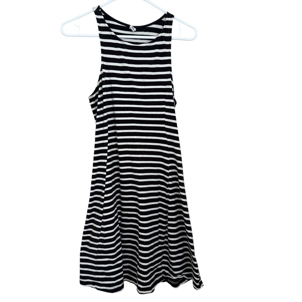 Old Navy B/W Striped Skater Sun Dress M Swing Sleeveless Coastal Minimal Summer